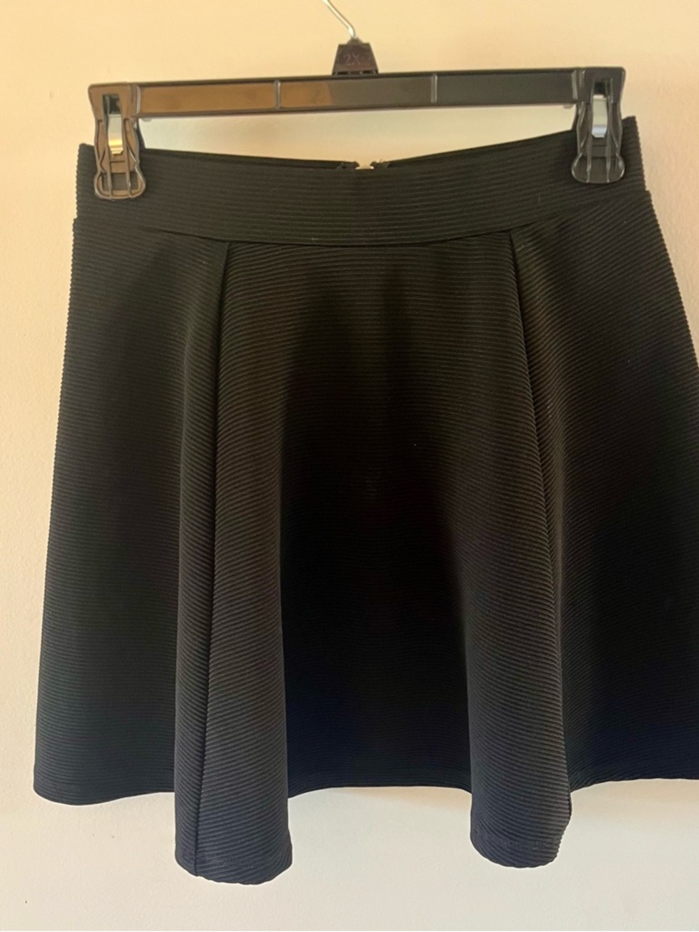 Divided Black Ribbed Circle Skirt